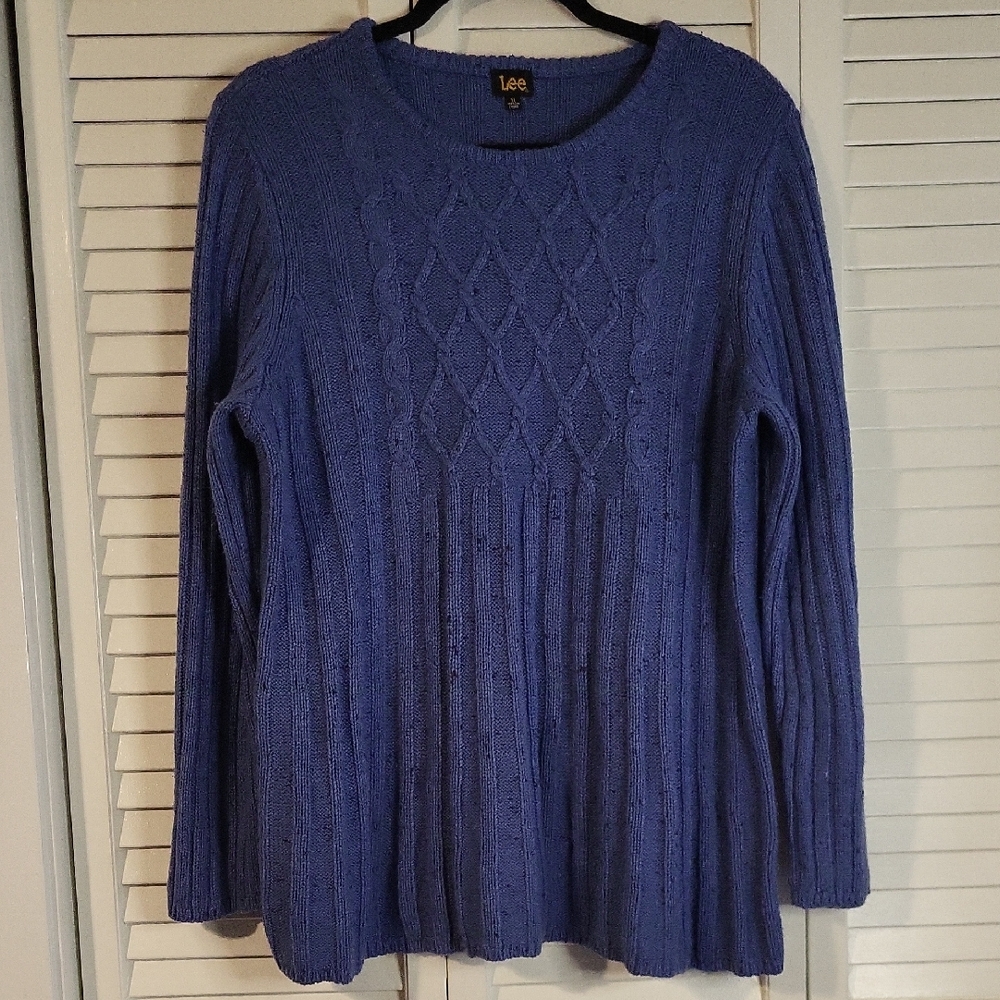 Lee Women's Cable Knit Sweater Tunic in Periwinkle